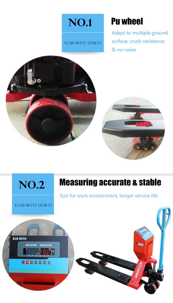 PU Wheel 3000kg Pallet Jack Scales Electronic Hand Hydraulic Cargo Weighing