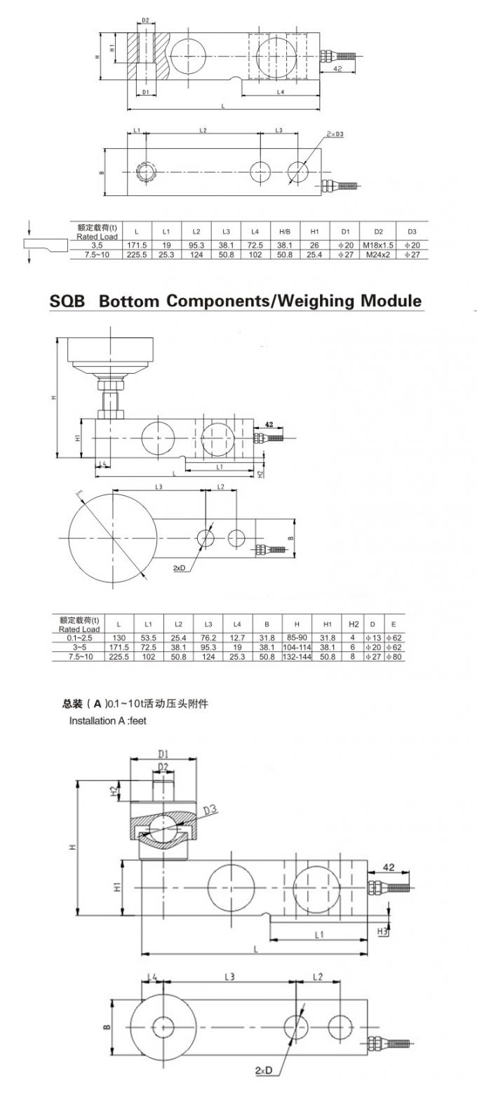 Single Ended Shear Beam Load Cell , Digital Scale Sensor OIML Approved ...